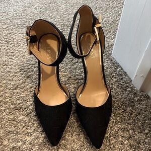 Lipsy Black Pointed-Toe Ankle-Strap Heels